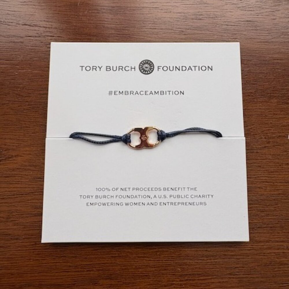 Tory Burch Foundation Blue Adjustable Cord Bracelet
